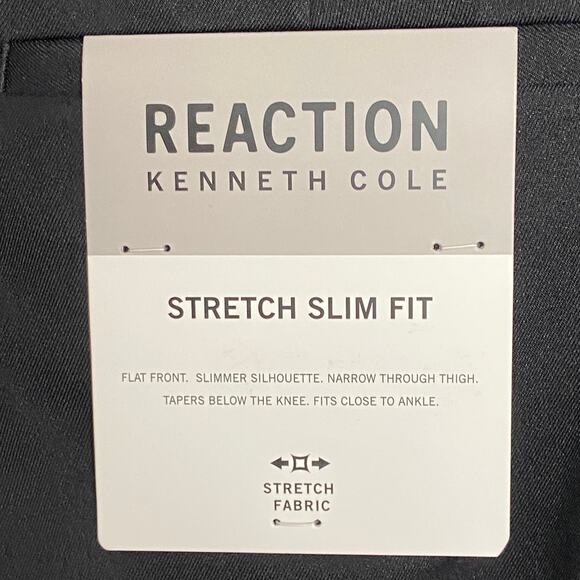 Kenneth Cole Dress Pant Men's 34x30 Slim Fit Stretch Gabardine Solid Black NEW - Picture 8 of 13